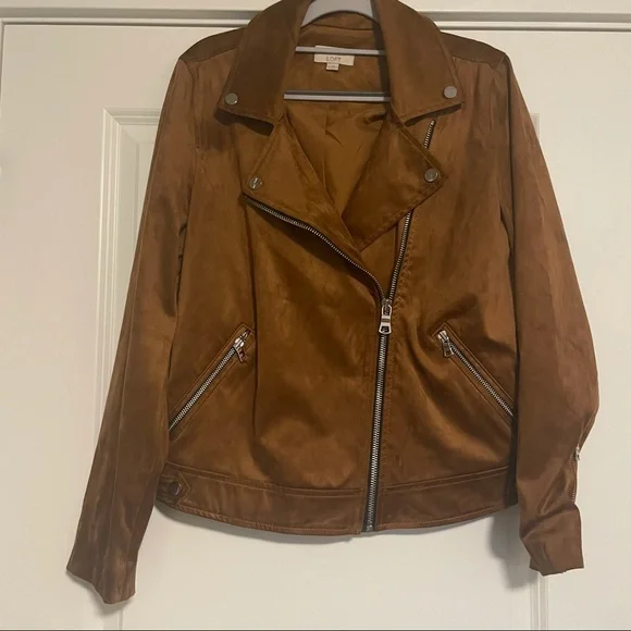 Loft Faux Suede Moto Jacket - M - Picture 2 of 7